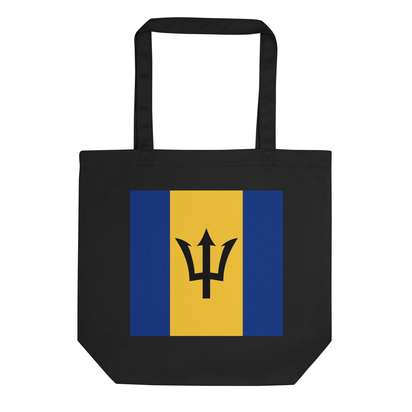 Barbados Flag Tote Bag Black Front View