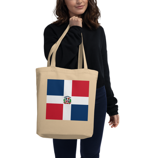 Dominican Republic Flag Tote Bag Oyster Side View