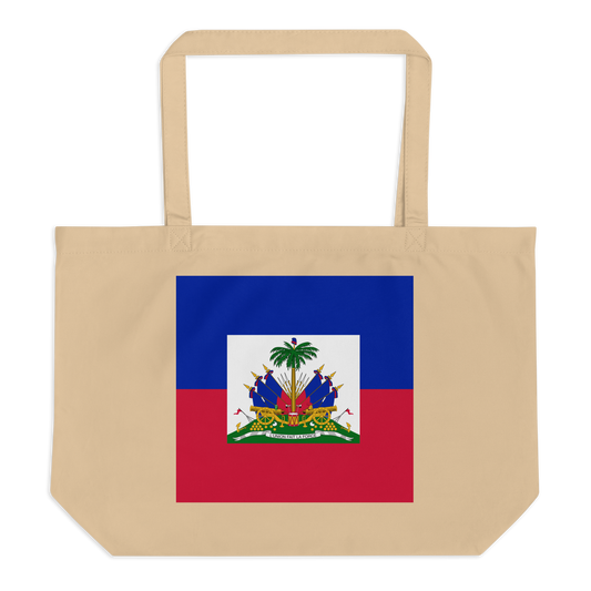Haiti Flag Large Tote Bag Oyster Front View