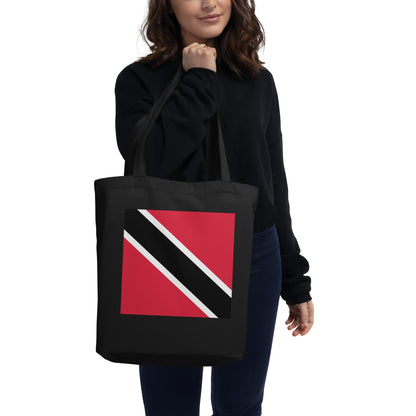 Trinidad and Tobago Flag Tote Bag Black Front View