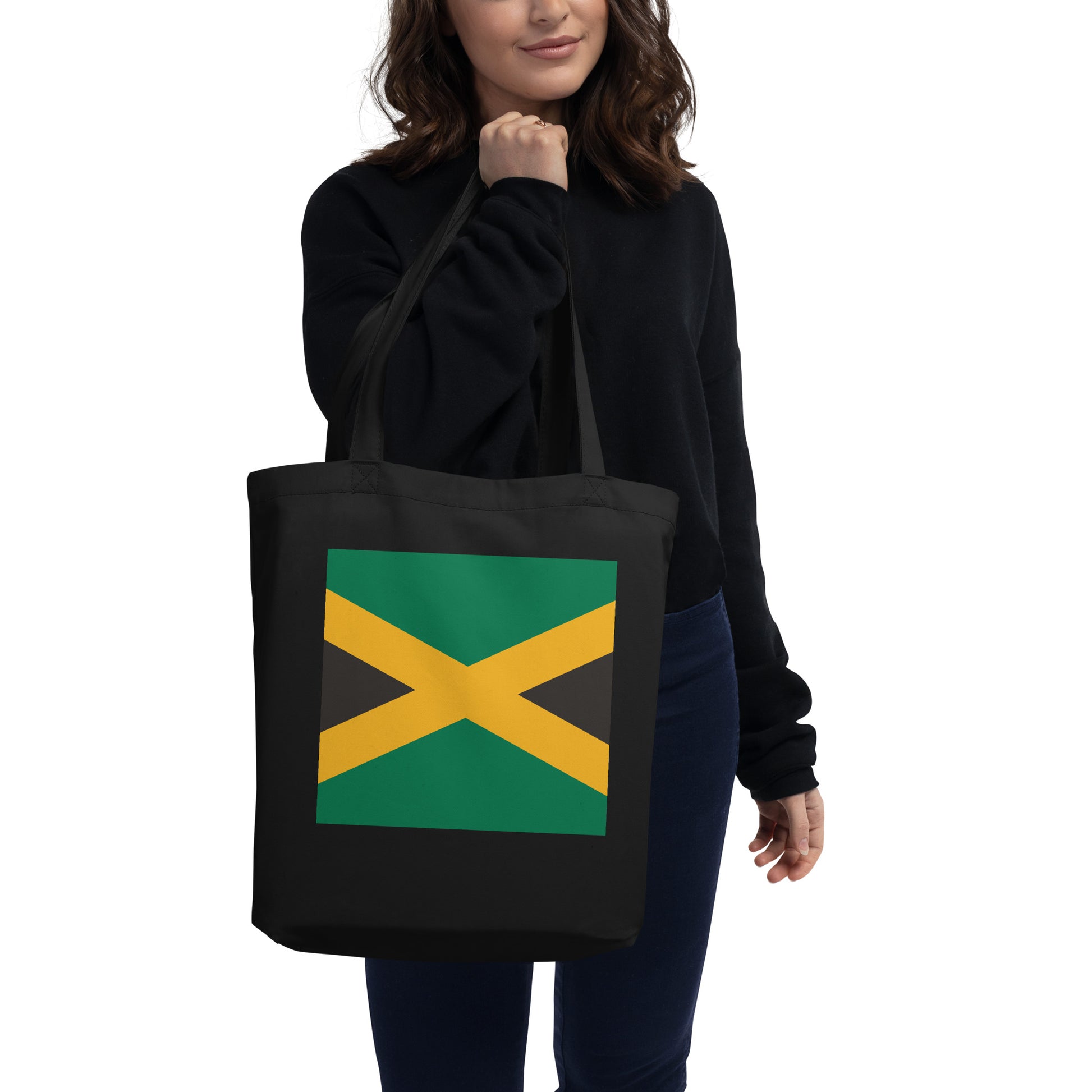 Jamaica Flag Tote Bag Black Lifestyle View