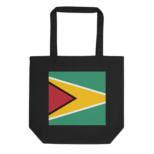 Guyana Flag Tote Bag Black Front View