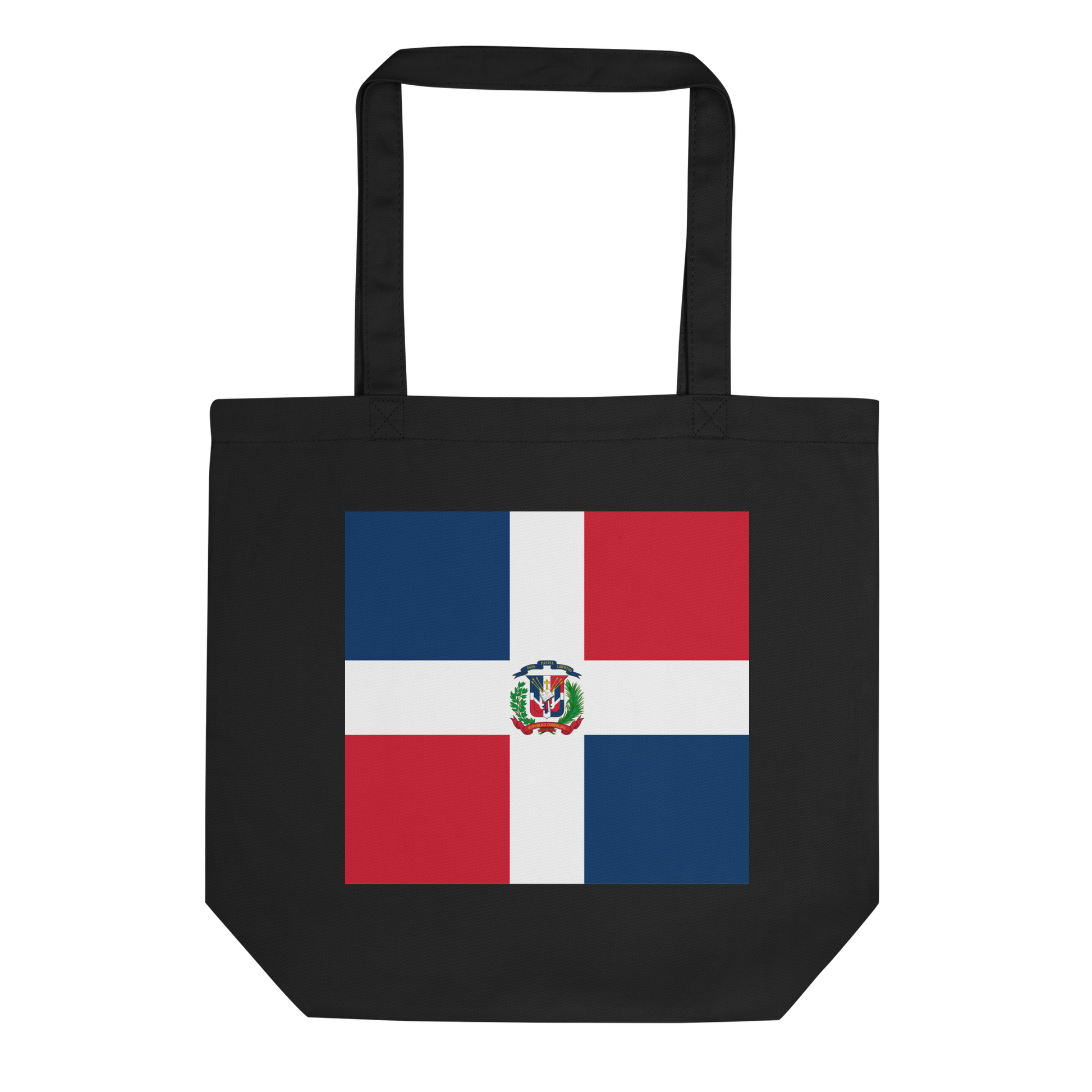 Dominican Republic Flag Tote Bag Black Front View