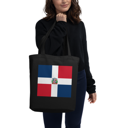 Dominican Republic Flag Tote Bag Black Side View