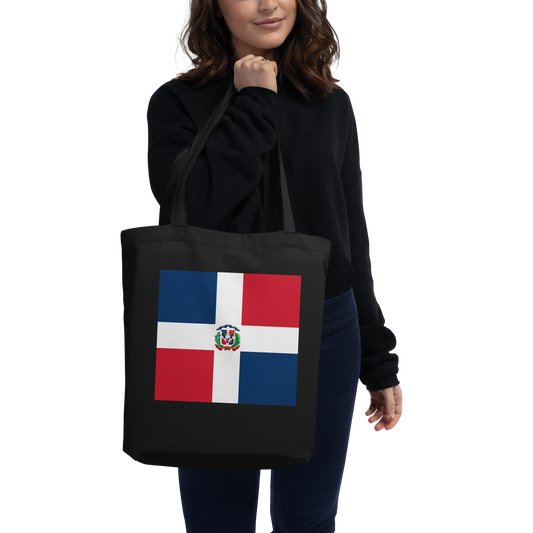 Dominican Republic Flag Tote Bag Black Side View