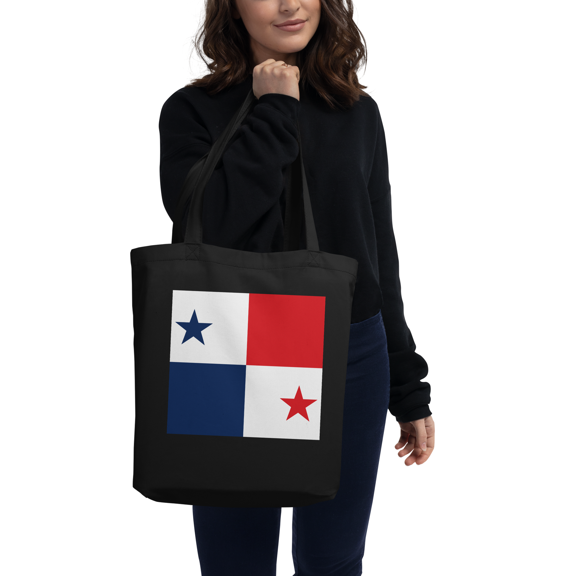 Panama Flag Tote Bag Black Side View