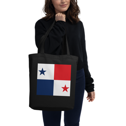Panama Flag Tote Bag Black Side View