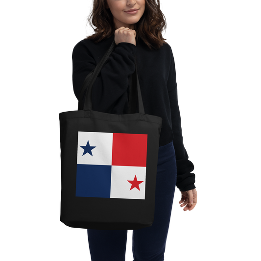 Panama Flag Tote Bag Black Side View