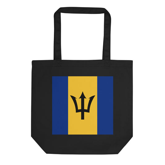 Barbados Flag Tote Bag Black Front View