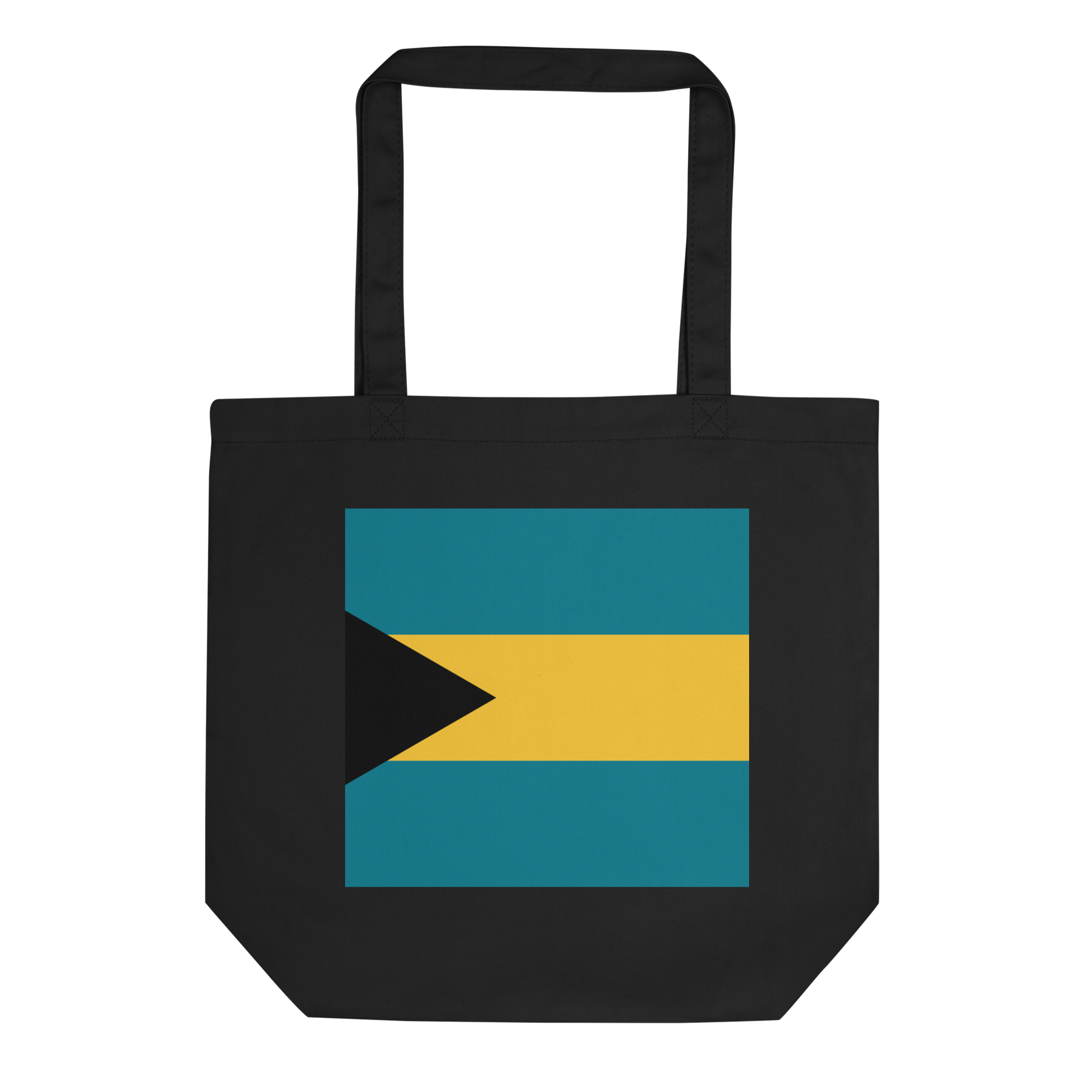 Bahamas Flag Tote Bag Black Front View