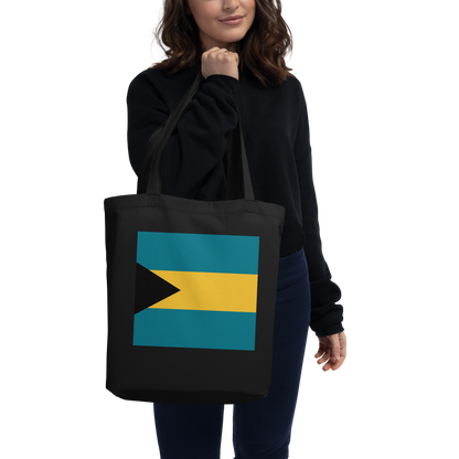 Bahamas Flag Tote Bag Black Side View