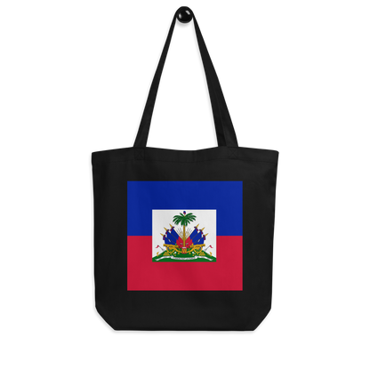 Haiti Flag Tote Bag Black Lifestyle View