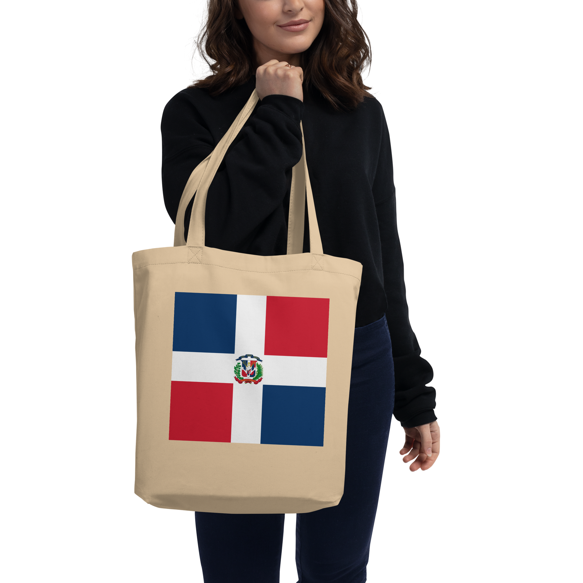 Dominican Republic Flag Tote Bag Oyster Side View