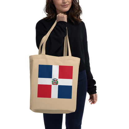 Dominican Republic Flag Tote Bag Oyster Side View