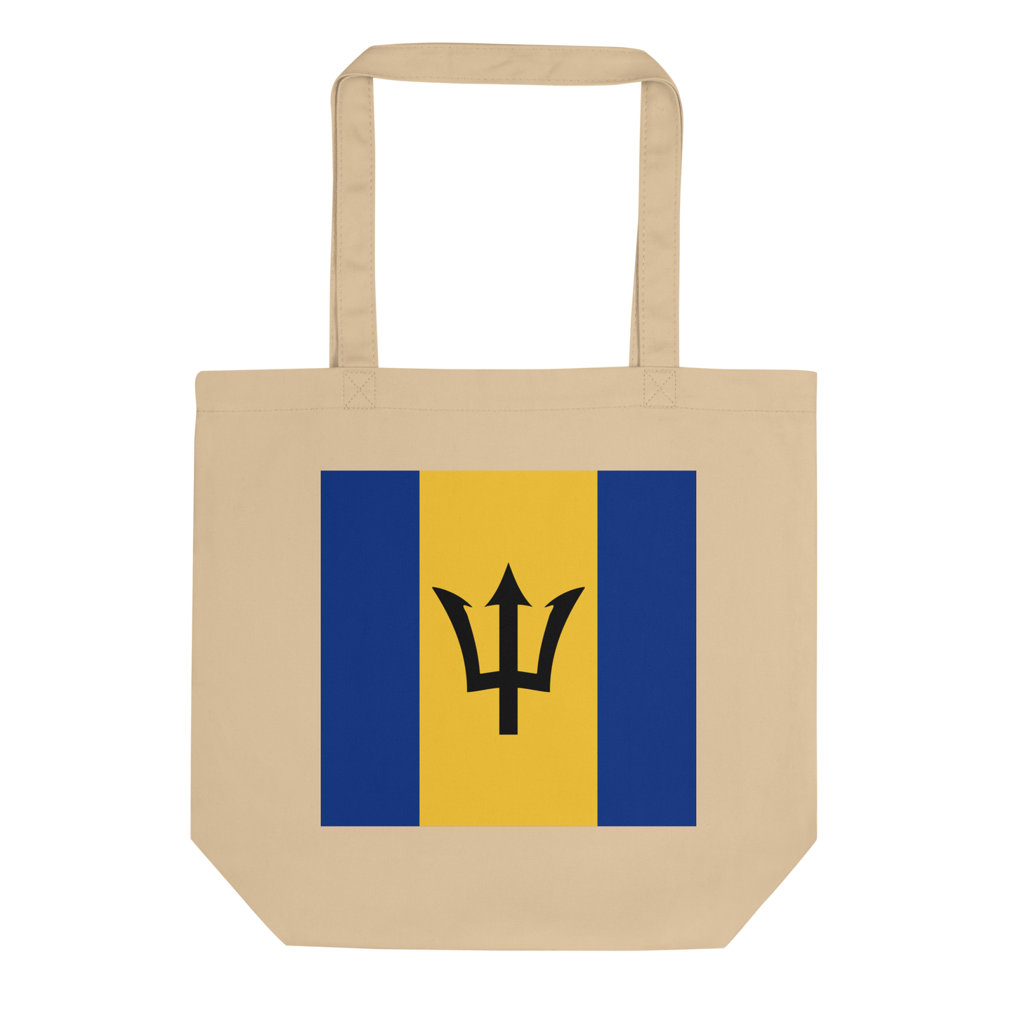 Barbados Flag Tote Bag Oyster Front View