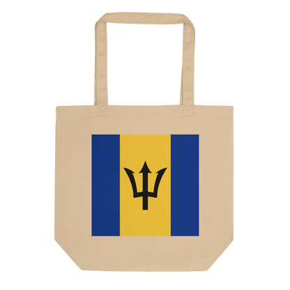 Barbados Flag Tote Bag Oyster Front View