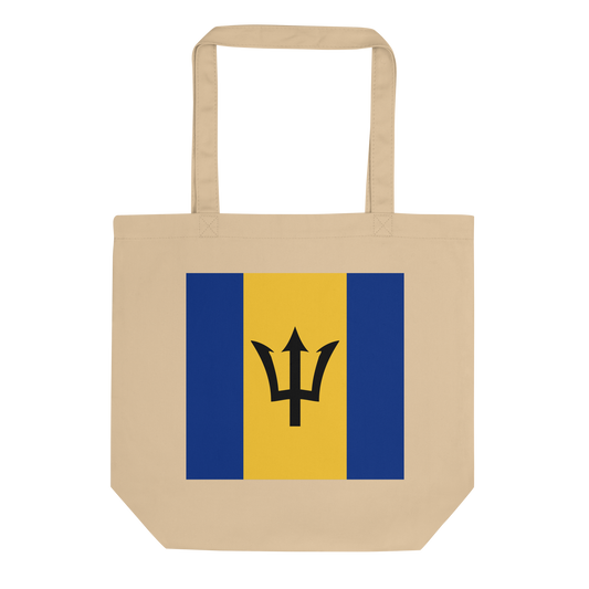 Barbados Flag Tote Bag Oyster Front View