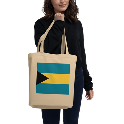 Bahamas Flag Tote Bag Oyster Side View