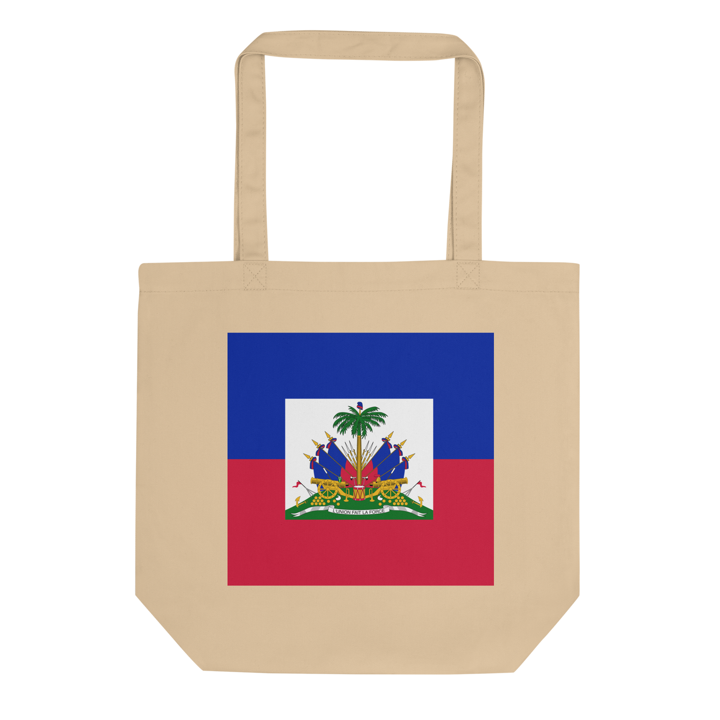 Haiti Flag Tote Bag Oyster Front View