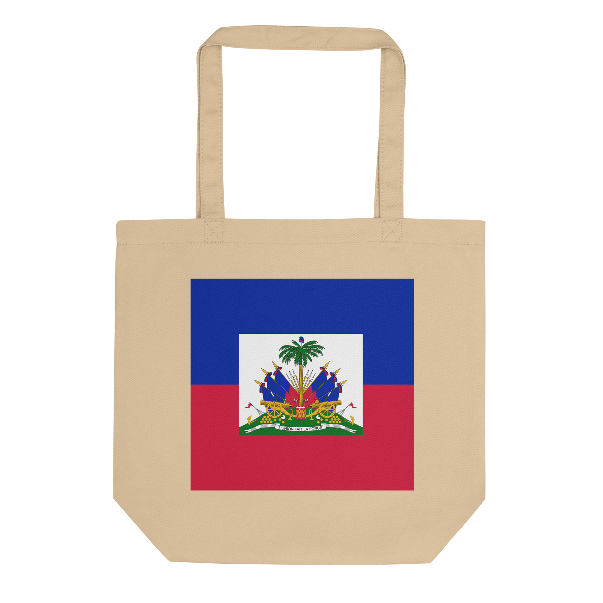 Haiti Flag Tote Bag Oyster Front View