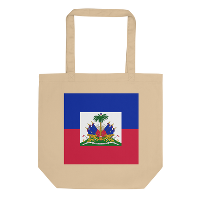 Haiti Flag Tote Bag Oyster Front View