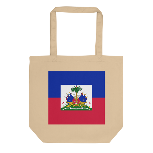 Haiti Flag Tote Bag Oyster Front View
