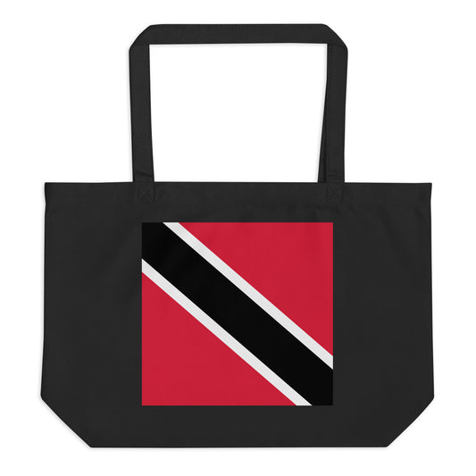 Trinidad and Tobago Flag Large Tote Bag Black Front View