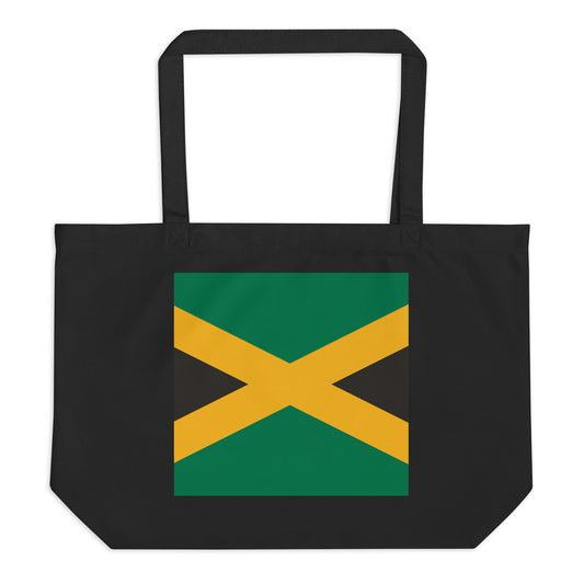 Jamaica Flag Large Tote Bag Black Front View