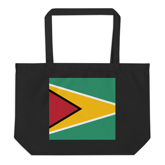 Guyana Flag Large Tote Bag Black Front View