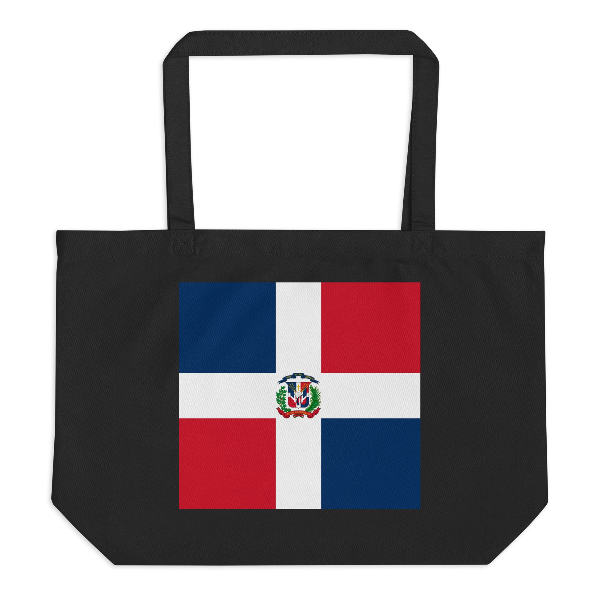 Dominican Republic Flag Large Tote Bag Black Front View