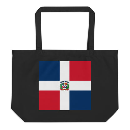 Dominican Republic Flag Large Tote Bag Black Front View