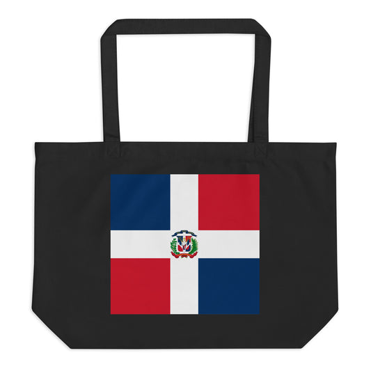 Dominican Republic Flag Large Tote Bag Black Front View