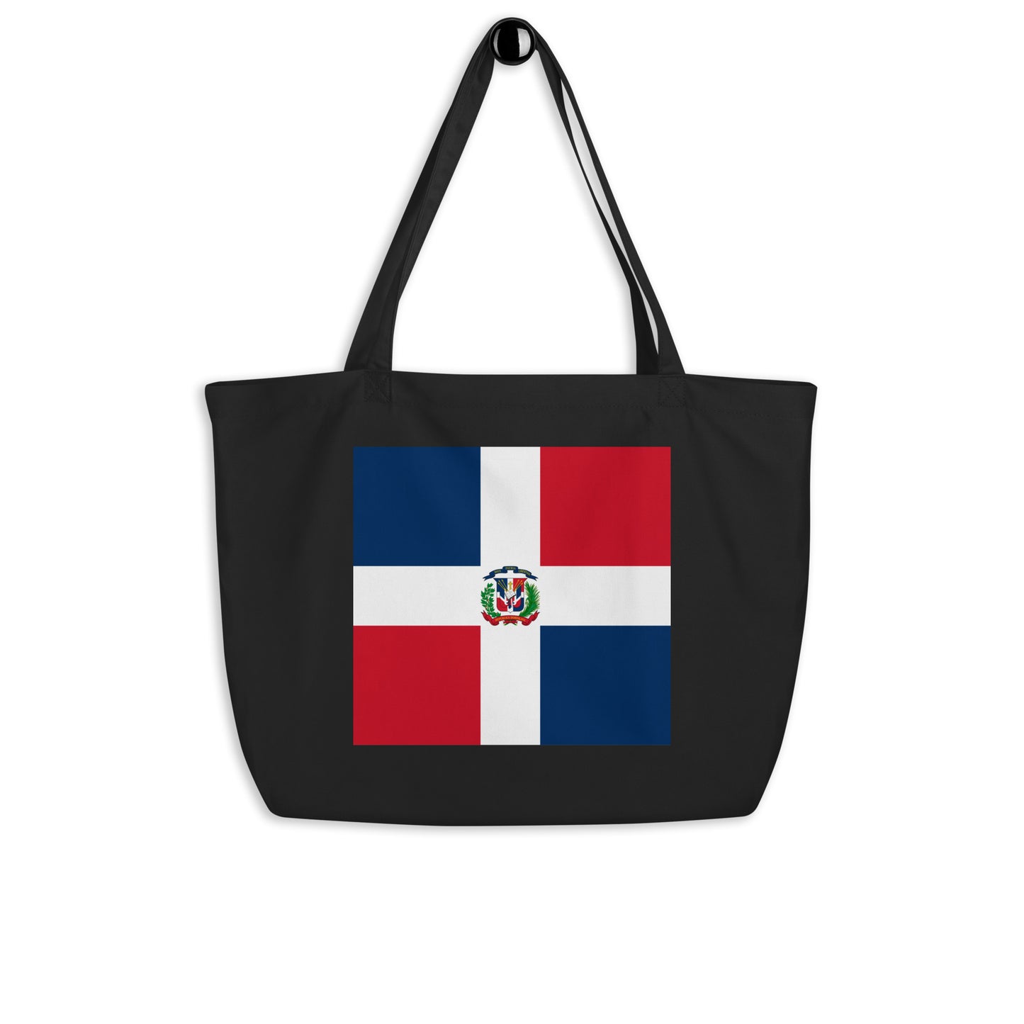 Dominican Republic Flag Large Tote Bag Black Side View
