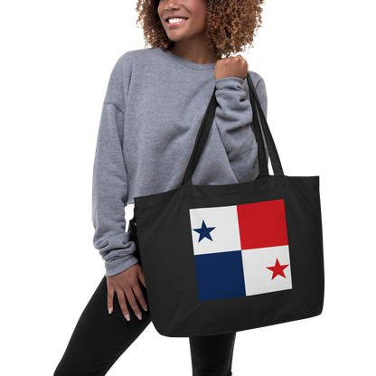 Panama Flag Large Tote Bag Black Lifestyle View
