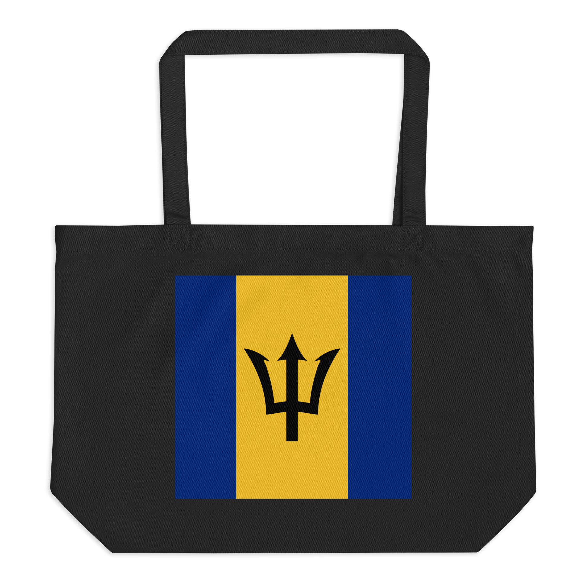 Barbados Flag Large Tote Bag Black Front View