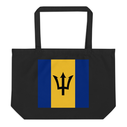 Barbados Flag Large Tote Bag Black Front View