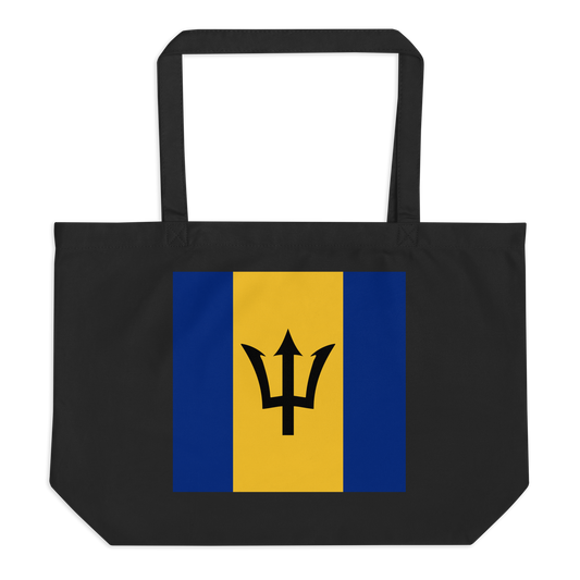 Barbados Flag Large Tote Bag Black Front View