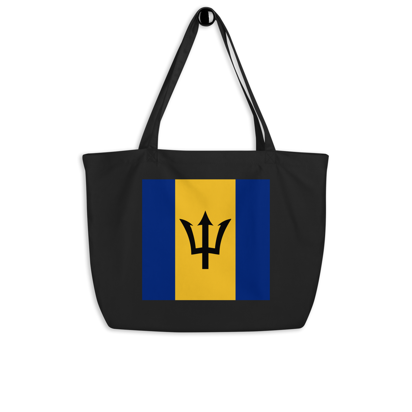Barbados Flag Large Tote Bag Black Side View