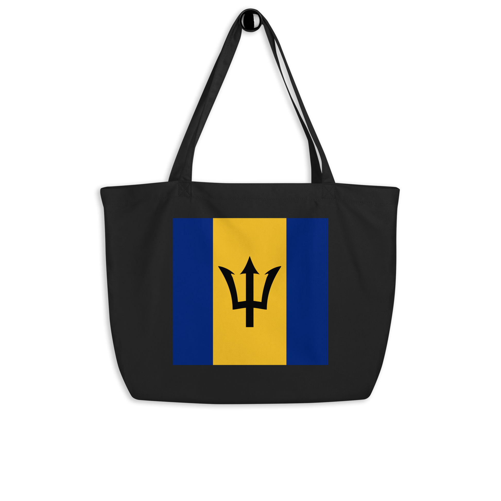 Barbados Flag Large Tote Bag Black Side View
