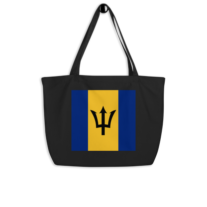 Barbados Flag Large Tote Bag Black Side View