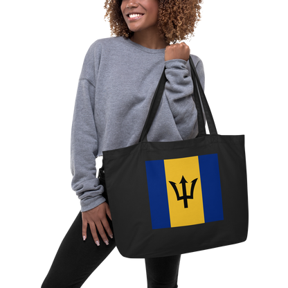 Barbados Flag Large Tote Bag Black Lifestyle View