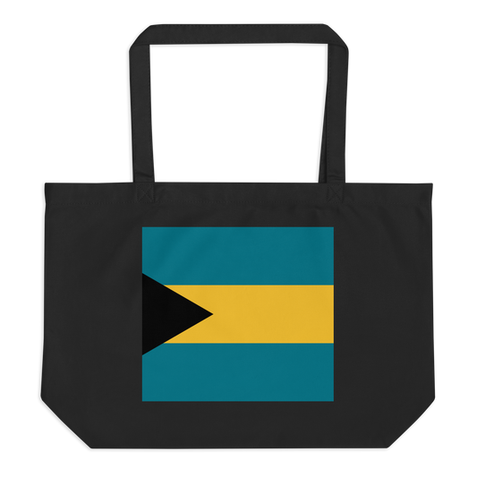 Bahamas Flag Large Tote Bag Black Front View
