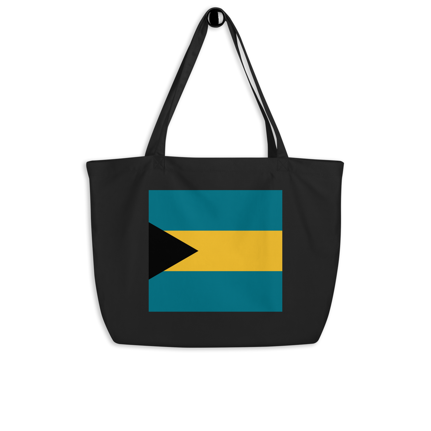Bahamas Flag Large Tote Bag Black Side View