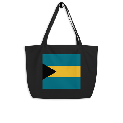 Bahamas Flag Large Tote Bag Black Side View