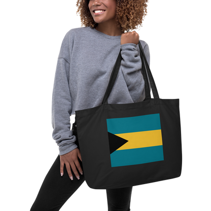 Bahamas Flag Large Tote Bag Black Lifestyle View