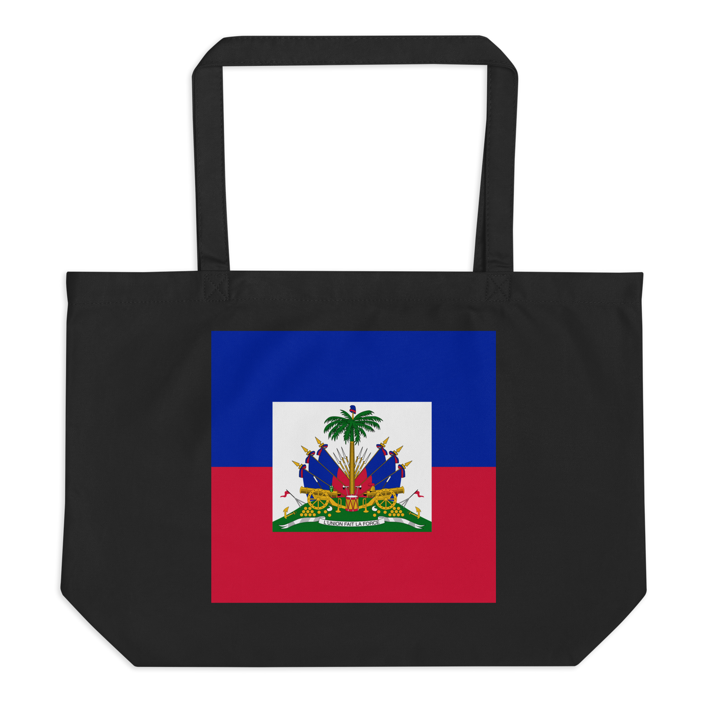 Haiti Flag Large Tote Bag Black Front View