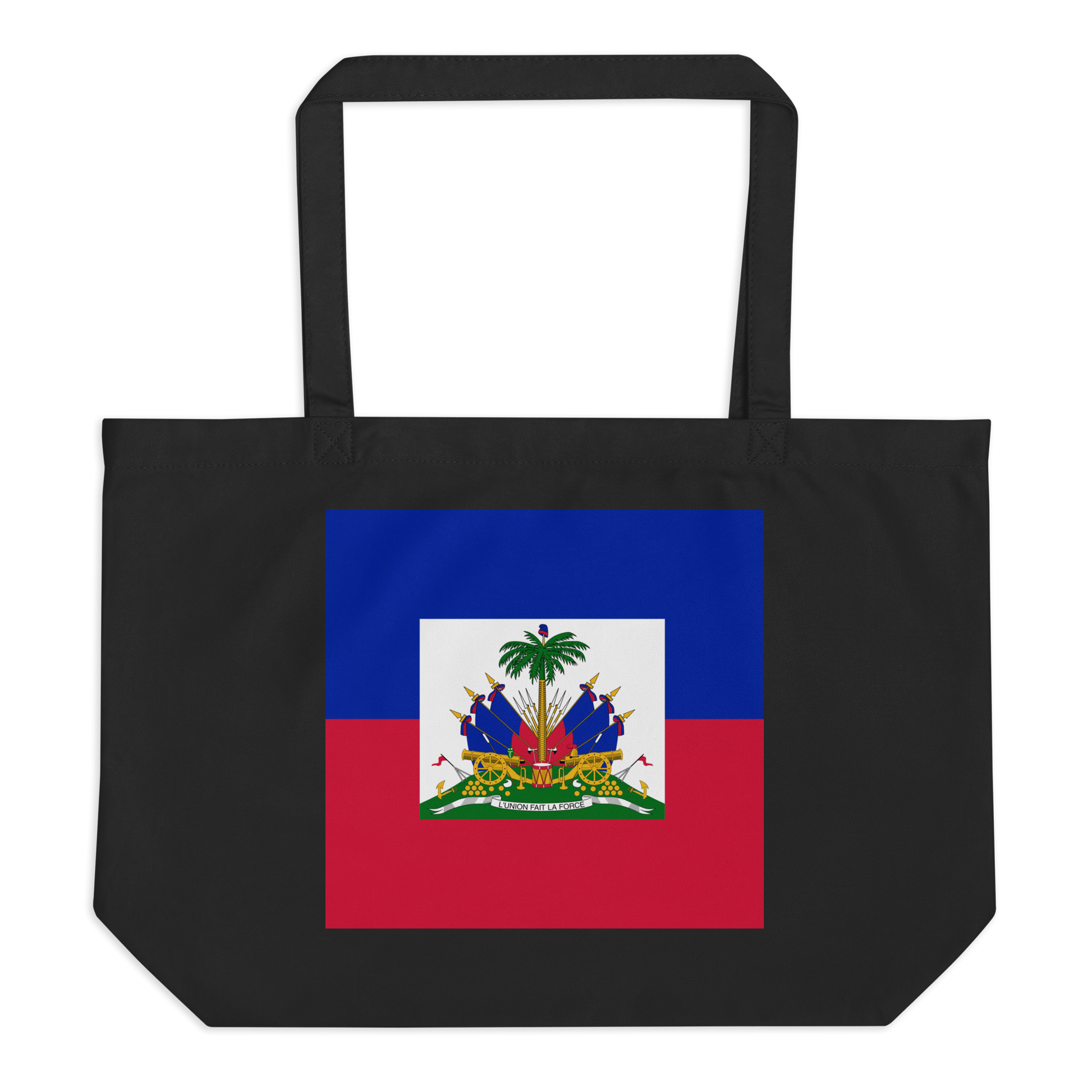 Haiti Flag Large Tote Bag Black Front View