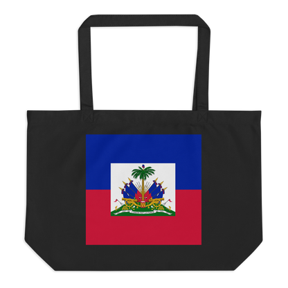 Haiti Flag Large Tote Bag Black Front View