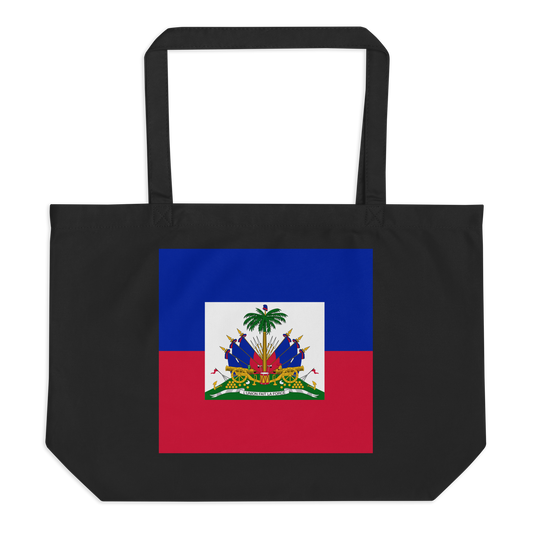 Haiti Flag Large Tote Bag Black Front View