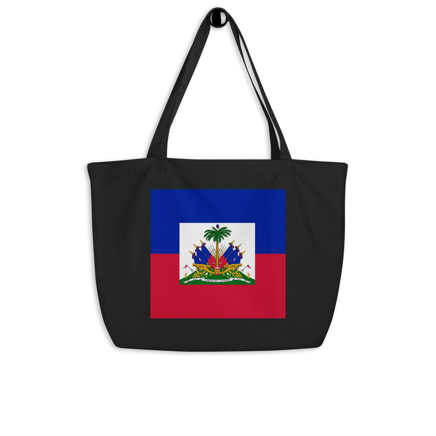 Haiti Flag Large Tote Bag Black Side View